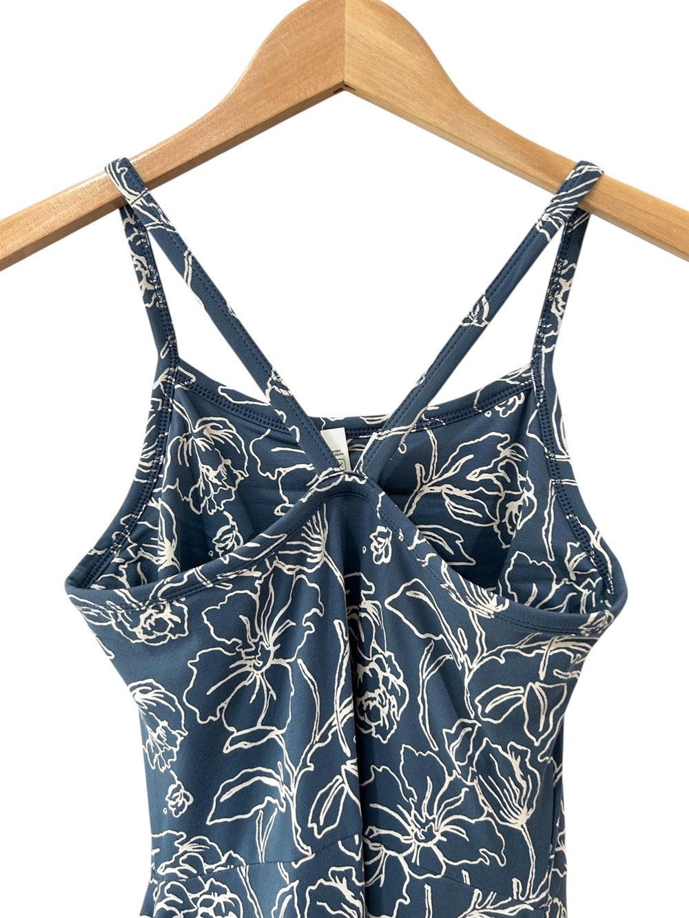 Pact Fit & Flare floral Midi Dress XS slate blue organic Cotton Pockets NWOT - Picture 6 of 10